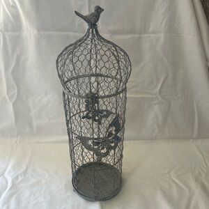 Decorative Wire Birdcage with Butterfly Accents